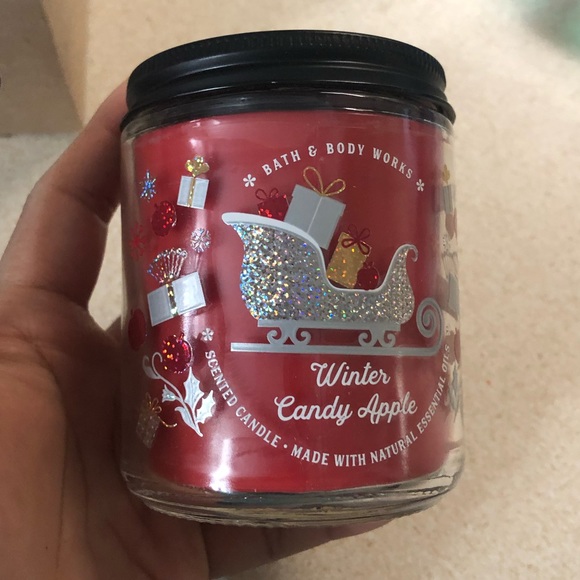NWT Bath & Body Works Single Wick Candle WINTER CANDY APPLE - Picture 3 of 4